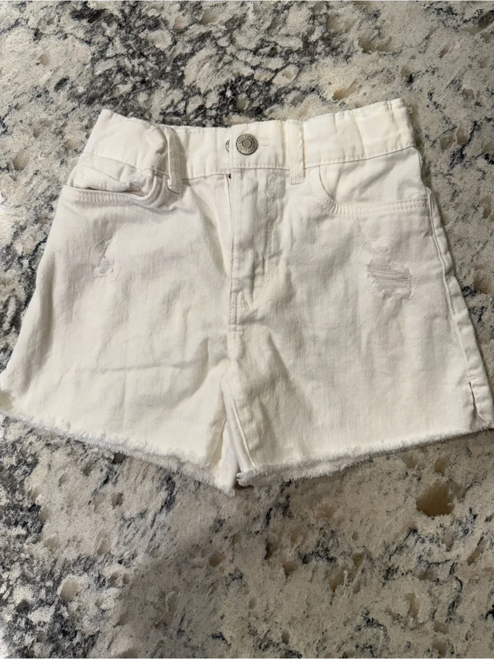 OshKosh B'gosh White Distressed Frayed-Hem Denim Shorts